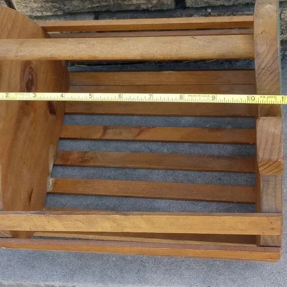 Rustic Handpainted Strawberry Wooden Basket, Red Green Brown. Storage Bin - Picture 5 of 6